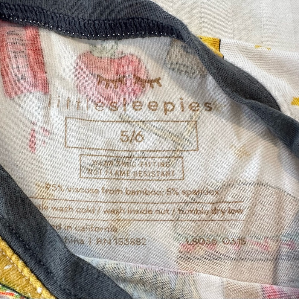 Little sleepies bamboo cotton Fast Food Print Pajamas size 5/6 - Picture 3 of 5
